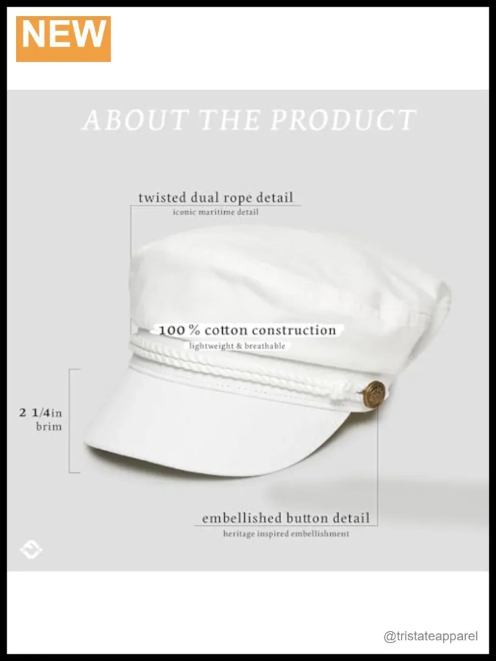 100% Cotton Greek Fisherman Newsboy Cap - Adjustable Bakerboy Hat
